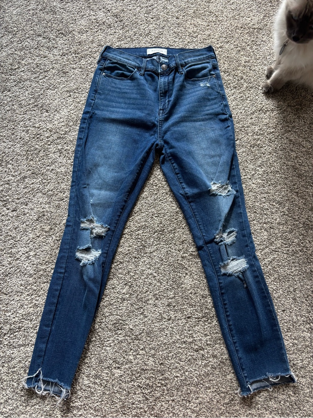 PacSun Women's Dark Wash Distressed High-Rise Skinny Jeans